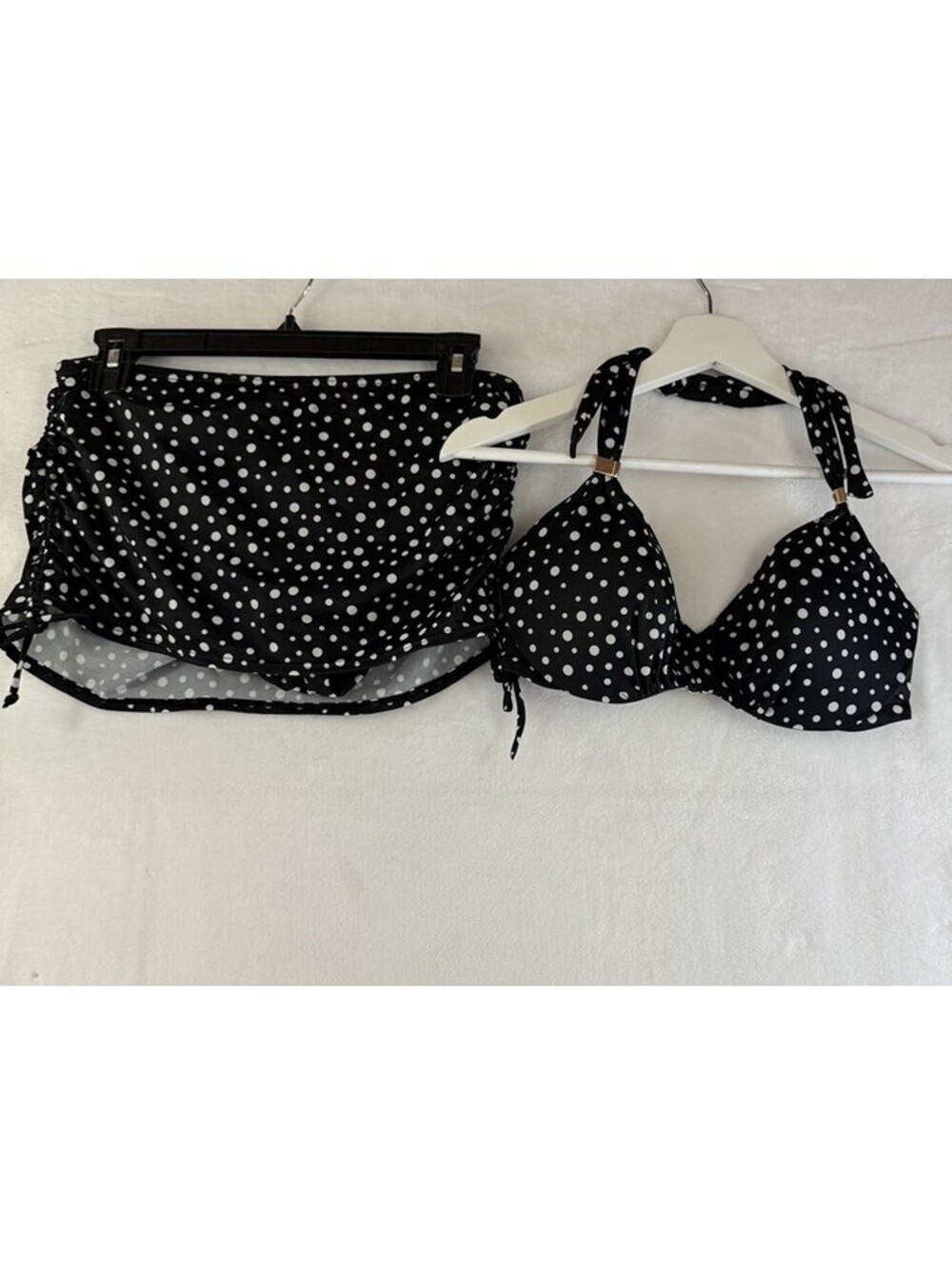 Victorias Secret Bikini Set 34D Push Up Black White Polka Dot Top Bottoms